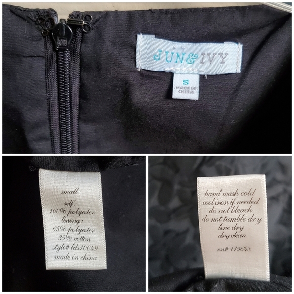 JUN & IVY Black Floral Embossed Formal Peplum Cocktail Dress - Picture 2 of 16